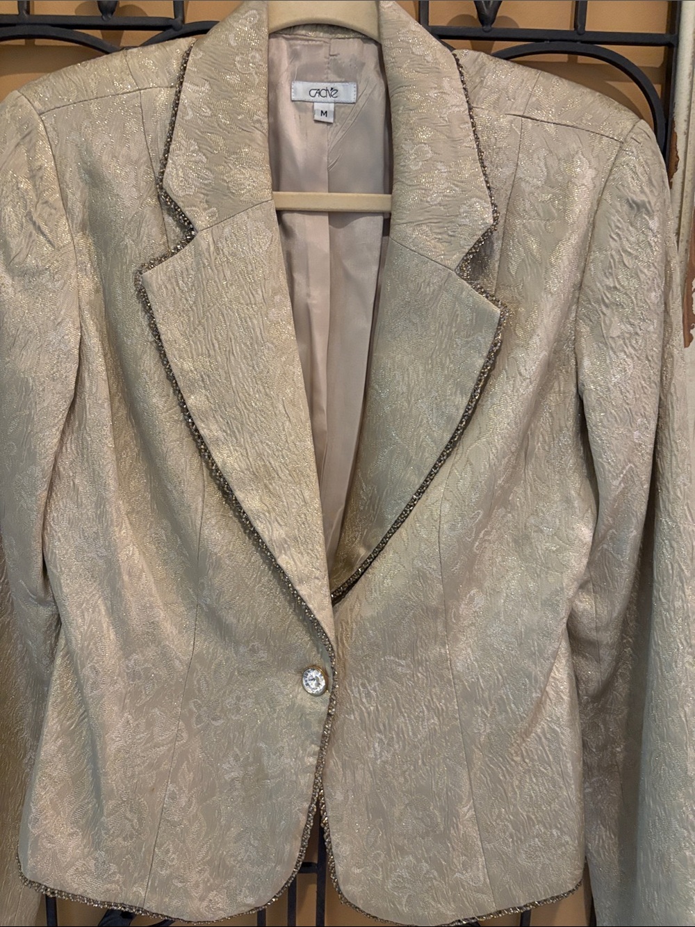 Cache Gold Brocade Blazer with Crystal Trim